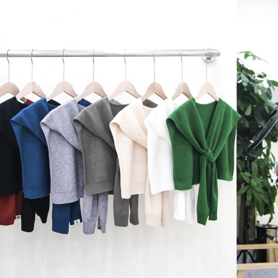 Wholesale of new spring and summer knitted small shawls for women to wear with fake collars and solid color small shawls from Tonglu manufacturer Wholesale of new spring and summer knitted small shawls for women to wear with fake collars and solid color small shawls from Tonglu manufacturer