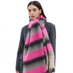 New thickened scarves for foreign trade, European and American autumn and winter men's and women's striped scarves with thick fringes and loops, produced by Tonglu manufacturer