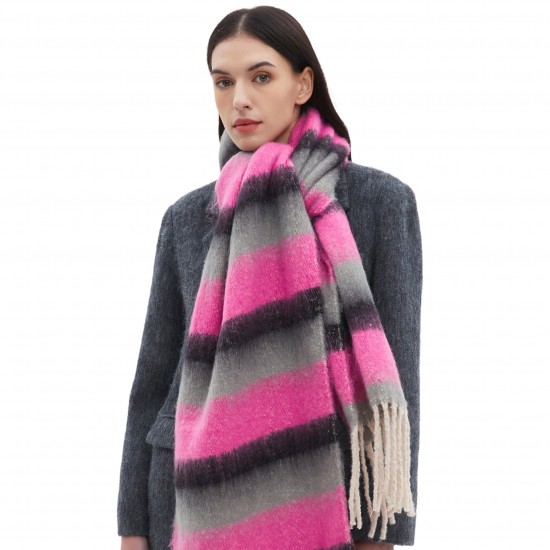 New thickened scarves for foreign trade, European and American autumn and winter men's and women's striped scarves with thick fringes and loops, produced by Tonglu manufacturer New thickened scarves for foreign trade, European and American autumn and winter men's and women's striped scarves with thick fringes and loops, produced by Tonglu manufacturer