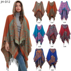 New tassel cape from the manufacturer, Amazon export, European and American spring, autumn and winter, ethnic style jacquard hooded cape shawl