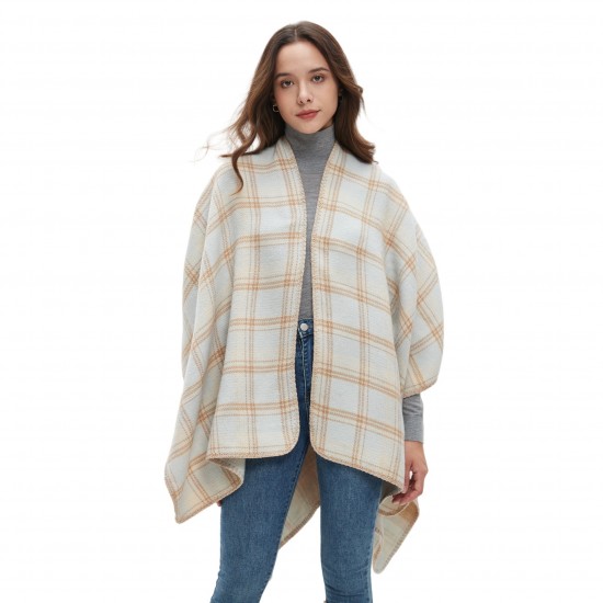 Factory direct supply to Amazon cross-border trade, new autumn and winter season women's faux cashmere double-sided checkered shawls for Europe and America