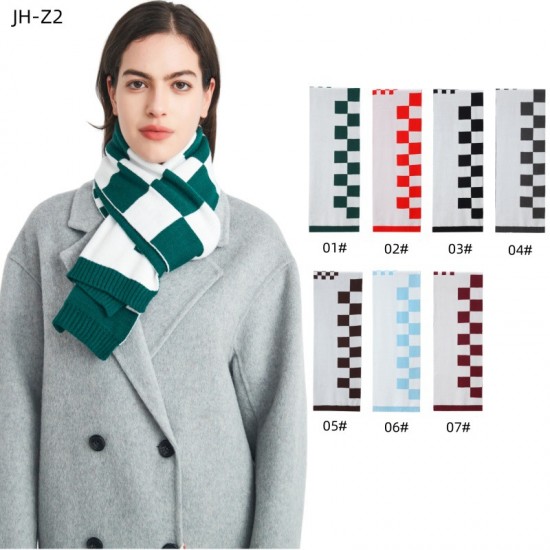 Factory direct supply of new autumn and winter woolen scarves for export, Korean version of checkered knitted scarves for male and female students and couples Factory direct supply of new autumn and winter woolen scarves for export, Korean version of checkered knitted scarves for male and female students and couples