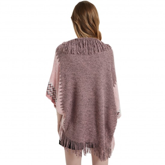 Wholesale factory of new spring, autumn and winter cuffs 蝙蝠衫 women 's knitted tassel shawls in stock for foreign trade
