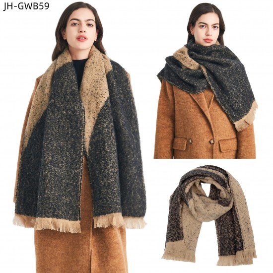 Wholesale of new European and American autumn and winter style circle jacquard color-blocked tassel scarves and thickened shawls for women Wholesale of new European and American autumn and winter style circle jacquard color-blocked tassel scarves and thickened shawls for women