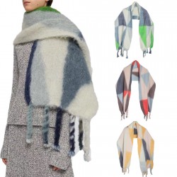 Wholesale manufacturer of new thickened men's scarves with geometric thick braids and long tassels for European and American trade in autumn and winter