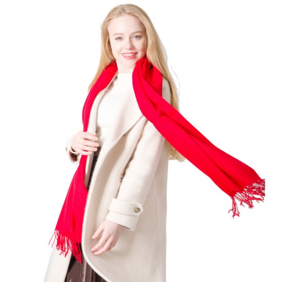 Wholesale manufacturer of cross-border New Year's Eve red scarves, European and American autumn and winter Christmas tassel solid color red scarves Wholesale manufacturer of cross-border New Year's Eve red scarves, European and American autumn and winter Christmas tassel solid color red scarves