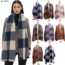 Amazon cross-border trade Europe and America autumn and winter thickened short beard large checkered scarf and shawl custom manufacturer