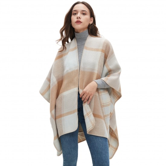 Factory direct supply to Amazon cross-border trade, new autumn and winter season women's faux cashmere double-sided checkered shawls for Europe and America