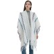 Wholesale of new foreign trade European and American spring, autumn and winter travel ethnic style split tassel white knitted shawls from the manufacturer Wholesale of new foreign trade European and American spring, autumn and winter travel ethnic style split tassel white knitted shawls from the manufacturer