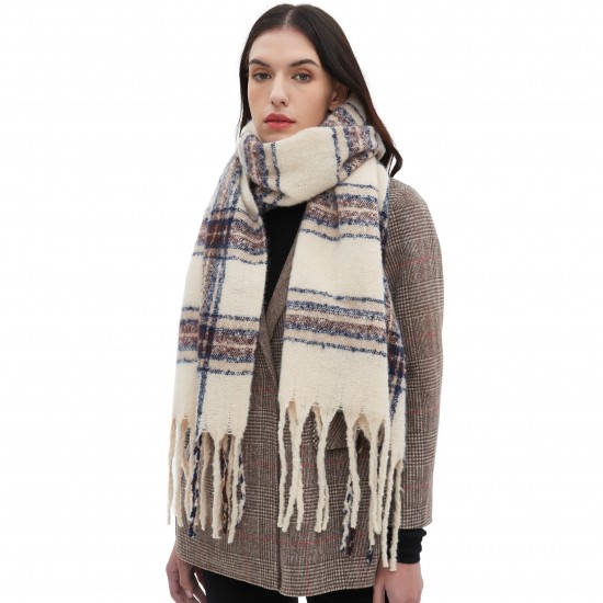 Custom manufacturer of new autumn and winter style circle sand imitation mohair jacquard tassel striped scarves and shawls for foreign trade in Europe and America Custom manufacturer of new autumn and winter style circle sand imitation mohair jacquard tassel striped scarves and shawls for foreign trade in Europe and America
