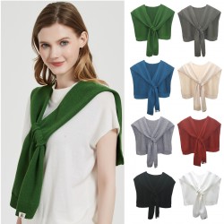 Wholesale of new spring and summer knitted small shawls for women to wear with fake collars and solid color small shawls from Tonglu manufacturer