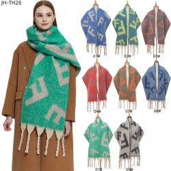 2023 new style shawl for export to Europe and America autumn and winter, thickened scarf ring, thick tassel jacquard letter scarf manufacturer