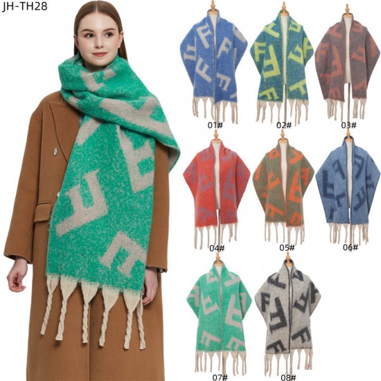 2023 new style shawl for export to Europe and America autumn and winter, thickened scarf ring, thick tassel jacquard letter scarf manufacturer 2023 new style shawl for export to Europe and America autumn and winter, thickened scarf ring, thick tassel jacquard letter scarf manufacturer