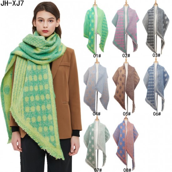New autumn and winter 2023 foreign trade shawl women's scarf, thickened jacquard polka dot bevel scarf with European and American loop yarn New autumn and winter 2023 foreign trade shawl women's scarf, thickened jacquard polka dot bevel scarf with European and American loop yarn