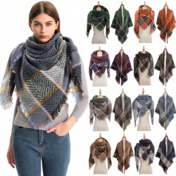 In 2025, Amazon's hot-selling autumn and winter European and American shawls, new thickened checkered square scarves with looped lace and fringed fur