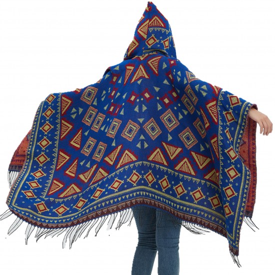 Amazon's popular new hooded cape for foreign trade, jacquard women's tassel shawls for spring, autumn and winter travel in Europe and America