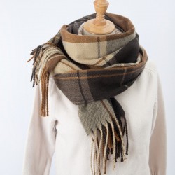 Manufacturer of new autumn and winter Korean version men's warm double-sided checkered scarf and dual-purpose women's shawl for foreign trade