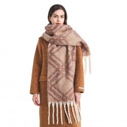 Amazon's best-selling cross-border new export European and American autumn and winter loop yarn imitation mohair large check jacquard scarf