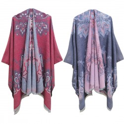 Factory direct supply of geometric jacquard ethnic style travel split tassel shawls and women's capes for spring, autumn and winter in Europe and America