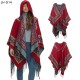 New cross-border trade shawl, European and American spring, autumn and winter cape, ethnic style, heart-shaped red tassel hooded cape