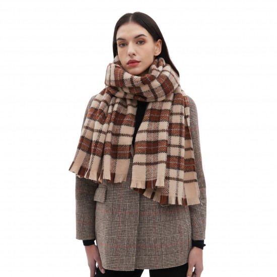 Customized manufacturer of new large-sized and thickened short-sleeved checkered scarves and shawls for autumn and winter in Europe and America Customized manufacturer of new large-sized and thickened short-sleeved checkered scarves and shawls for autumn and winter in Europe and America
