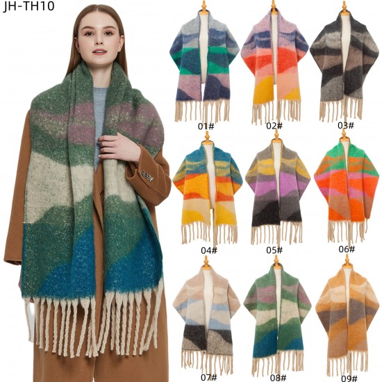 New thickened and warm women's autumn and winter scarf with European and American imitation mohair, loop yarn and geometric thick tassel New thickened and warm women's autumn and winter scarf with European and American imitation mohair, loop yarn and geometric thick tassel