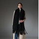 New winter thickened loop yarn imitation mohair coarse tassel solid color black scarf and shawl for foreign trade to Europe and America are in stock New winter thickened loop yarn imitation mohair coarse tassel solid color black scarf and shawl for foreign trade to Europe and America are in stock