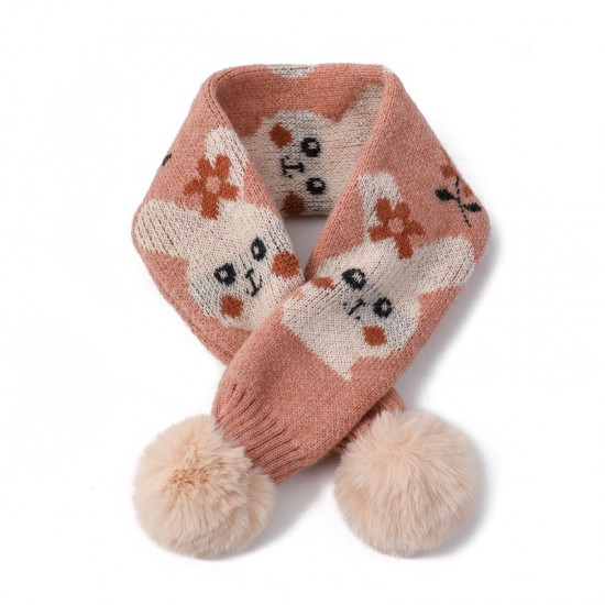 The popular autumn and winter cartoon bear rabbit with holes, children's rabbit fur ball knitted woolen scarf and neck on Amazon for foreign trade The popular autumn and winter cartoon bear rabbit with holes, children's rabbit fur ball knitted woolen scarf and neck on Amazon for foreign trade