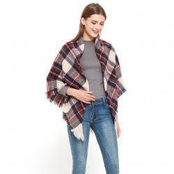 Factory direct supply of Amazon's hot spring, autumn and winter new tweed square scarves, split shawls, women's checked triangular scarves and scarves