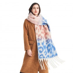 Cross-border Amazon bestseller, new autumn and winter style of European and American jacquard leopard print scarf with loop yarn imitation horsehair