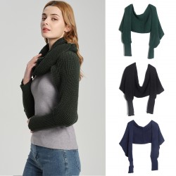 Cross-border exclusive best-selling autumn and winter scarves, export shawls, Korean solid color acrylic with sleeves, woolen knitted scarves