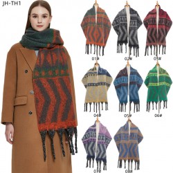 New style of shawl for foreign trade, thickened and thickened fringed jacquard scarf imitating mohair for autumn and winter in Europe and America, direct supply from the factory