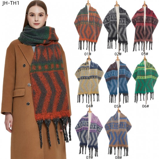 New style of shawl for foreign trade, thickened and thickened fringed jacquard scarf imitating mohair for autumn and winter in Europe and America, direct supply from the factory New style of shawl for foreign trade, thickened and thickened fringed jacquard scarf imitating mohair for autumn and winter in Europe and America, direct supply from the factory