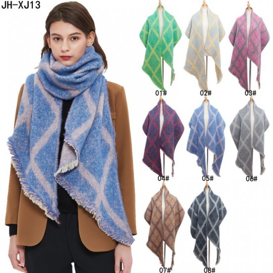 Amazon's hot foreign trade European and American autumn and winter loop yarn 2023 new checkered diagonal scarf and women's shawl manufacturer Amazon's hot foreign trade European and American autumn and winter loop yarn 2023 new checkered diagonal scarf and women's shawl manufacturer
