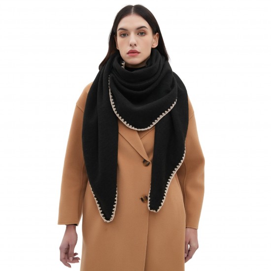 Wholesale and customized manufacturer of new high-quality European and American autumn and winter women's thickened large triangular shawls and scarves Wholesale and customized manufacturer of new high-quality European and American autumn and winter women's thickened large triangular shawls and scarves