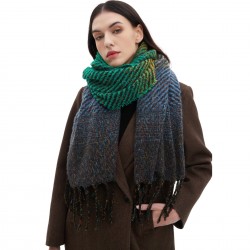 Wholesale manufacturer of cross-border new foreign trade European and American autumn and winter women's shawls with floral gradient tassel scarves