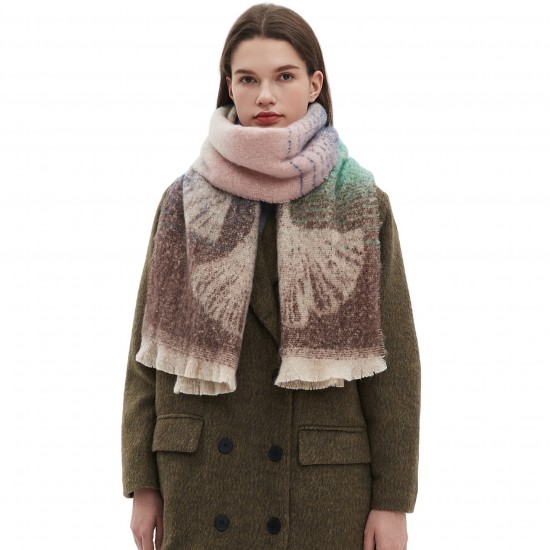 New cross-border autumn and winter export European and American circle yarn short beard jacquard ginkgo leaf scarf shawl manufacturer New cross-border autumn and winter export European and American circle yarn short beard jacquard ginkgo leaf scarf shawl manufacturer