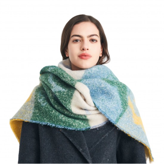 Cross-border Amazon bestseller, new autumn and winter collection of European and American jacquard four-leaf flower scarves with loop yarn imitation mohair