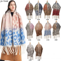 Cross-border Amazon bestseller, new autumn and winter style of European and American jacquard leopard print scarf with loop yarn imitation horsehair