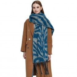 Cross-border new style scarf for export, European and American autumn and winter scarves, circle yarn jacquard zebra pattern thick tassel scarf manufacturer