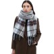 The manufacturer's new style of scarves for export to Europe and America, featuring men's and women's autumn and winter checkered scarves and shawls with floral fringes The manufacturer's new style of scarves for export to Europe and America, featuring men's and women's autumn and winter checkered scarves and shawls with floral fringes
