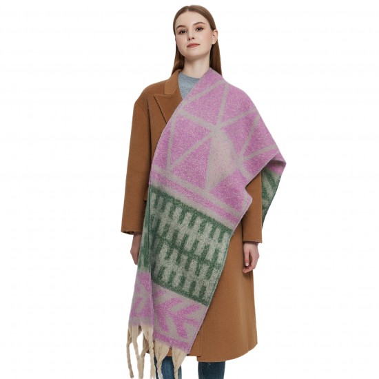 Amazon's hot 2025 new export shawl: Thickened looped tulle and thick tassel leaf scarf for autumn and winter in Europe and America