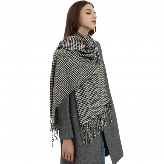 Factory direct supply of new cross-border export women's scarves, European and American autumn and winter small checkered tassel scarves and shawls