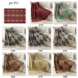 Amazon blanket export new European and American autumn and winter faux mohair thickened diamond checkered large shawl jacquard blanket