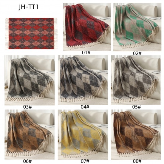Amazon blanket export new European and American autumn and winter faux mohair thickened diamond checkered large shawl jacquard blanket