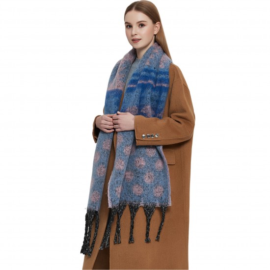 New cross-border export shawl, thickened winter scarf for Europe and America, with loop gauze, thick tassels, jacquard and polka dots, Christmas scarf