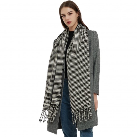 Factory direct supply of new cross-border export women's scarves, European and American autumn and winter small checkered tassel scarves and shawls