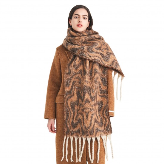 Amazon's best-selling cross-border new export European and American autumn and winter loop yarn imitation mohair water ripple jacquard scarf