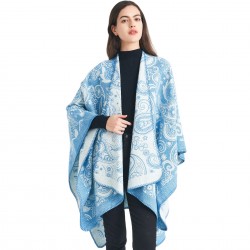 Factory direct supply cross-border export Europe and America spring, autumn and winter 2025 new women's faux cashmere jacquard cashew flower shawl