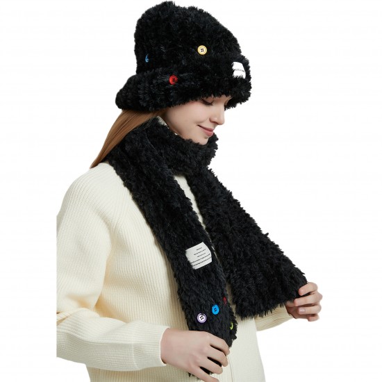 2022 New Winter Scarf and Hat 2-piece set, thickened, warm, plush, soft and comfortable button hat and scarf cover 2022 New Winter Scarf and Hat 2-piece set, thickened, warm, plush, soft and comfortable button hat and scarf cover
